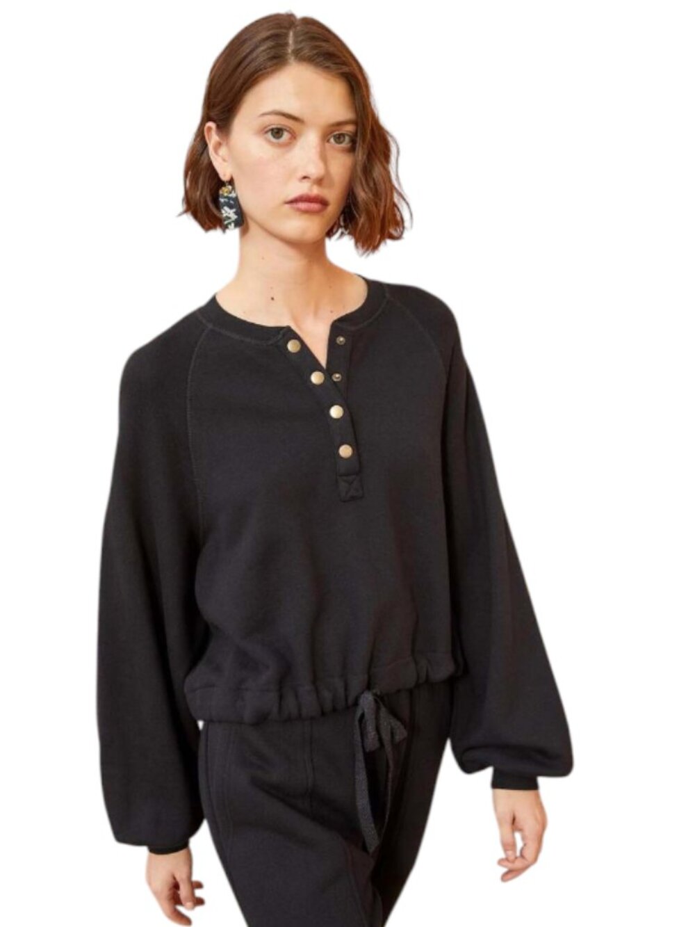 Ulla Johnson Tess Pullover Shirt Top Womens XL Black Sweatshirt Organic Cotton